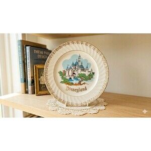 Vintage 1970s Gold Filigree Disneyland Souvenir Plate